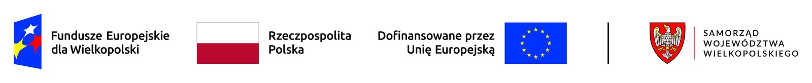Znaki: Fundusze Europejskie dla Wielkopolski, Rzeczpospolita Polska, Dofinansowane przez Unię Europejską, Samorząd Województwa Wielkopolskiego